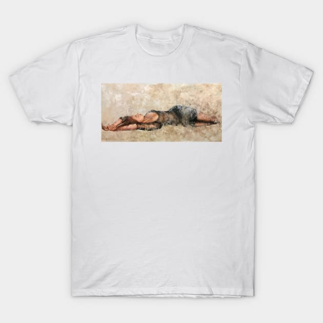 woman laying down T-Shirt by Miri Baruch